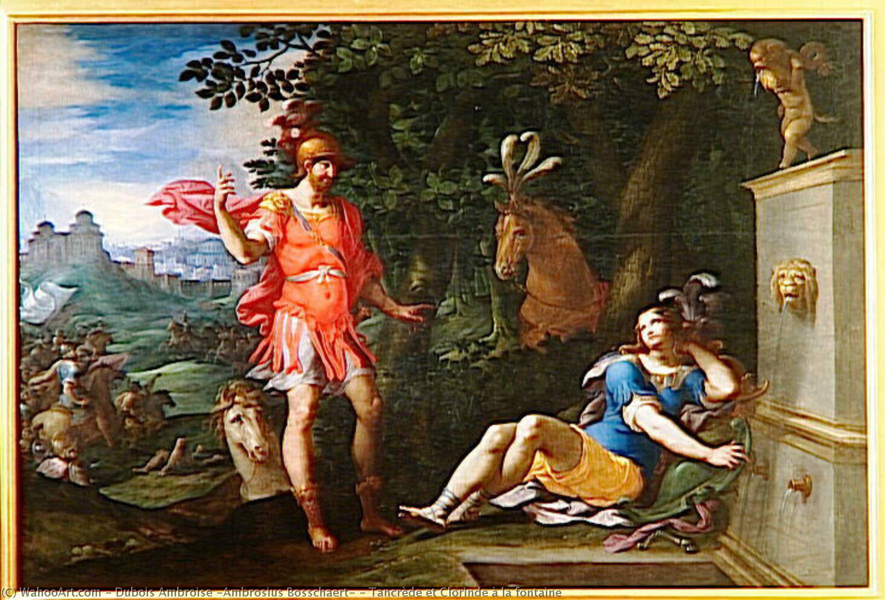 Tancrède Et Clorinde À La Fontaine — Dubois Ambroise (ambrosius Bosschaert)