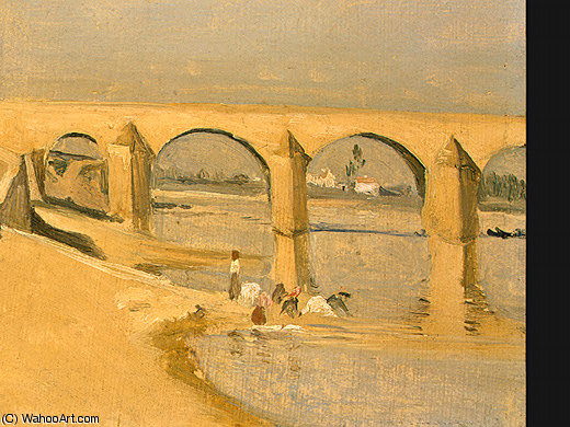 River Scene With Bridge (detail - ) — Žan-batist Kamil Korote