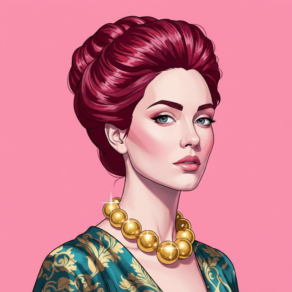 Eleganz In Magenta: Ein Monumentales Porträt Von Gelassenheit Und Goldenem Glanz — Laurent Charpentier