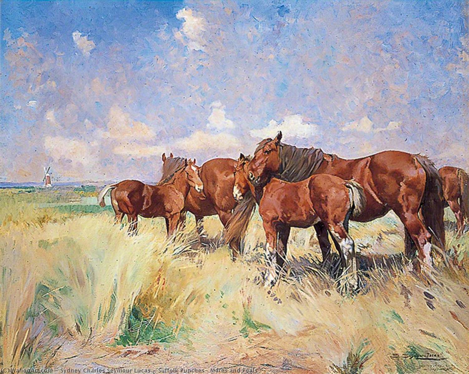 Suffolk Punches, Mares And Foals — Sydney Charles Seymour Lucas