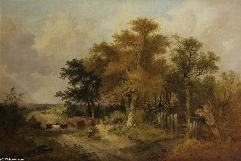 Landscape With Figures And Cattle — John Berney Ladbrooke