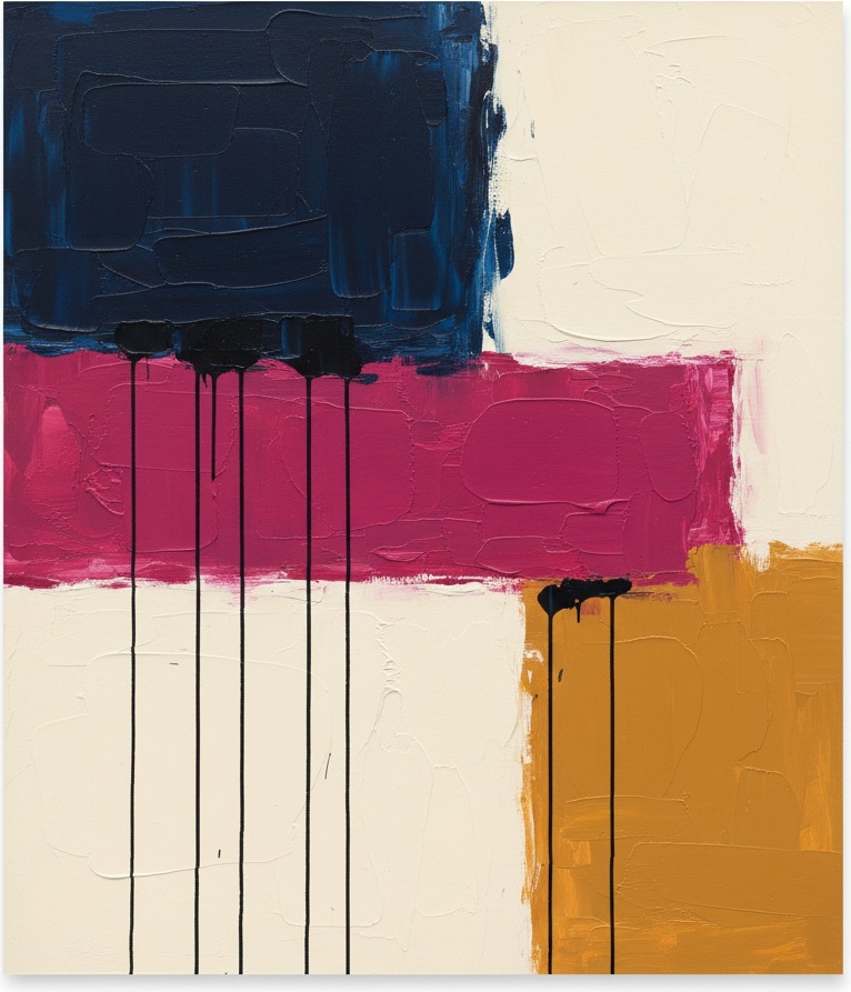 Tectonic Equilibrium: The Weight Of Navy And Magenta In Silent Descent — Christian Noiret