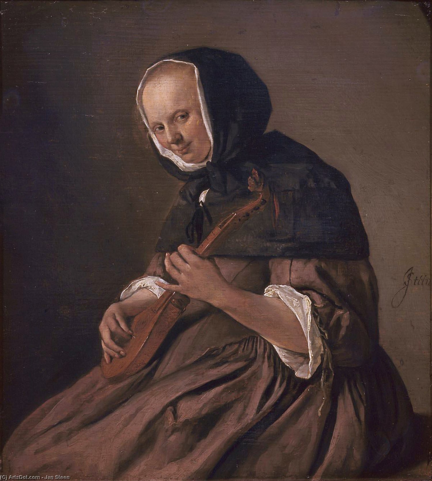 Woman Playing The Sistrum — Jan Havickszoon Steen