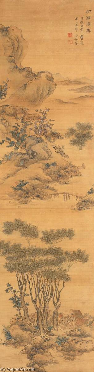 Fishermen Gathering On A Willow Lake — Lan Ying Jiang Hong
