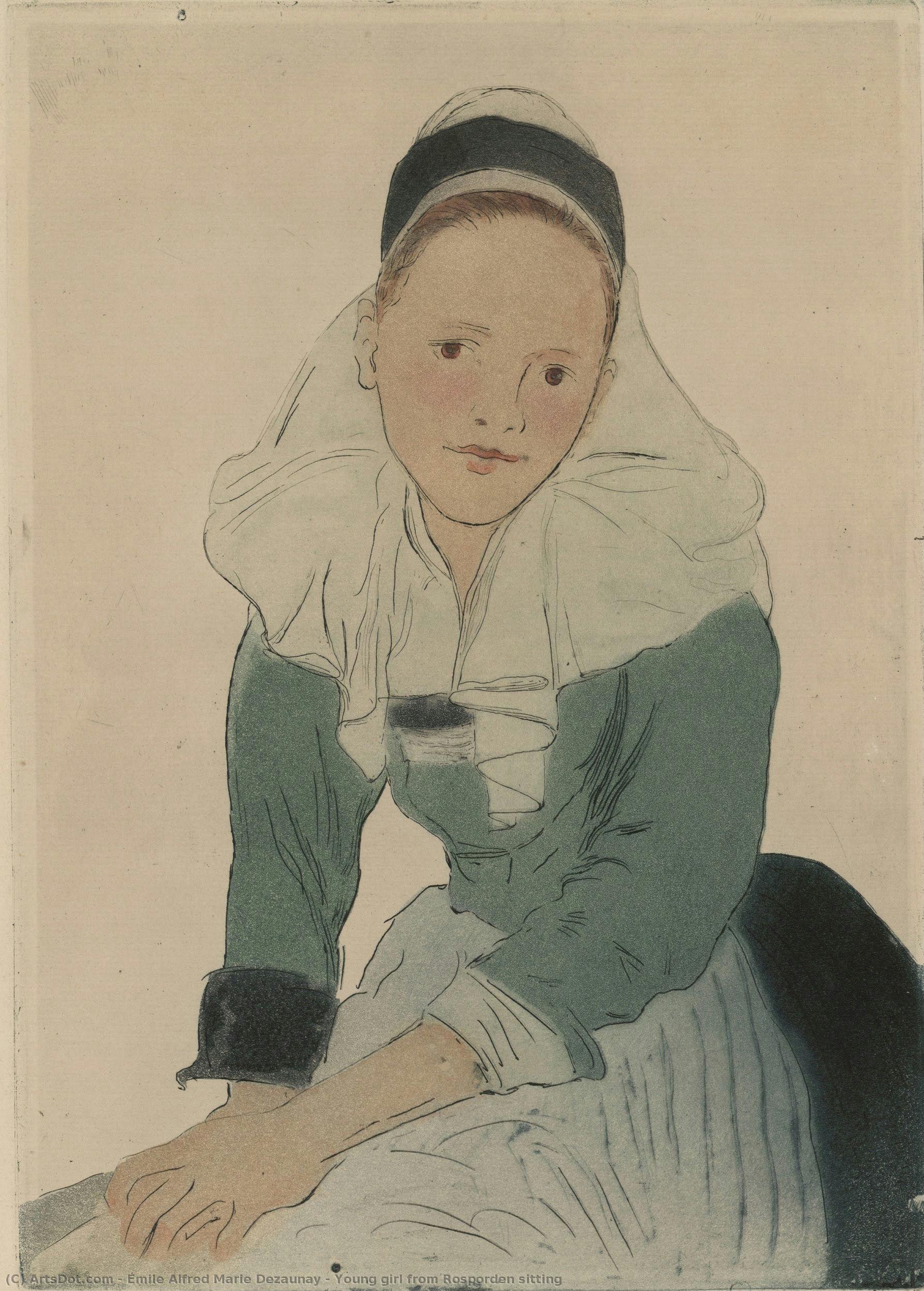 Junges Mädchen Von Rosporden Sitzt — Émile Dezaunay