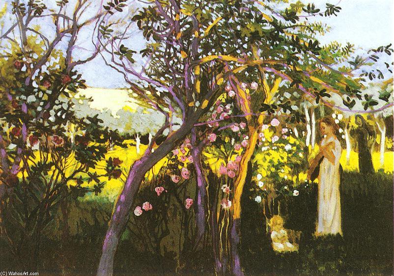 Three Figures In A Garden — Sandor Nagy
