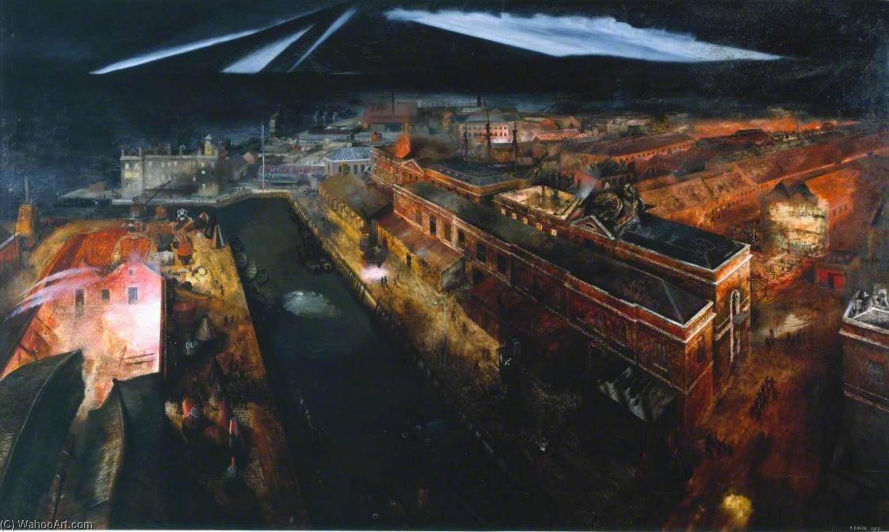 Night Raid On Portsmouth Docks — Richard Ernst Eurich