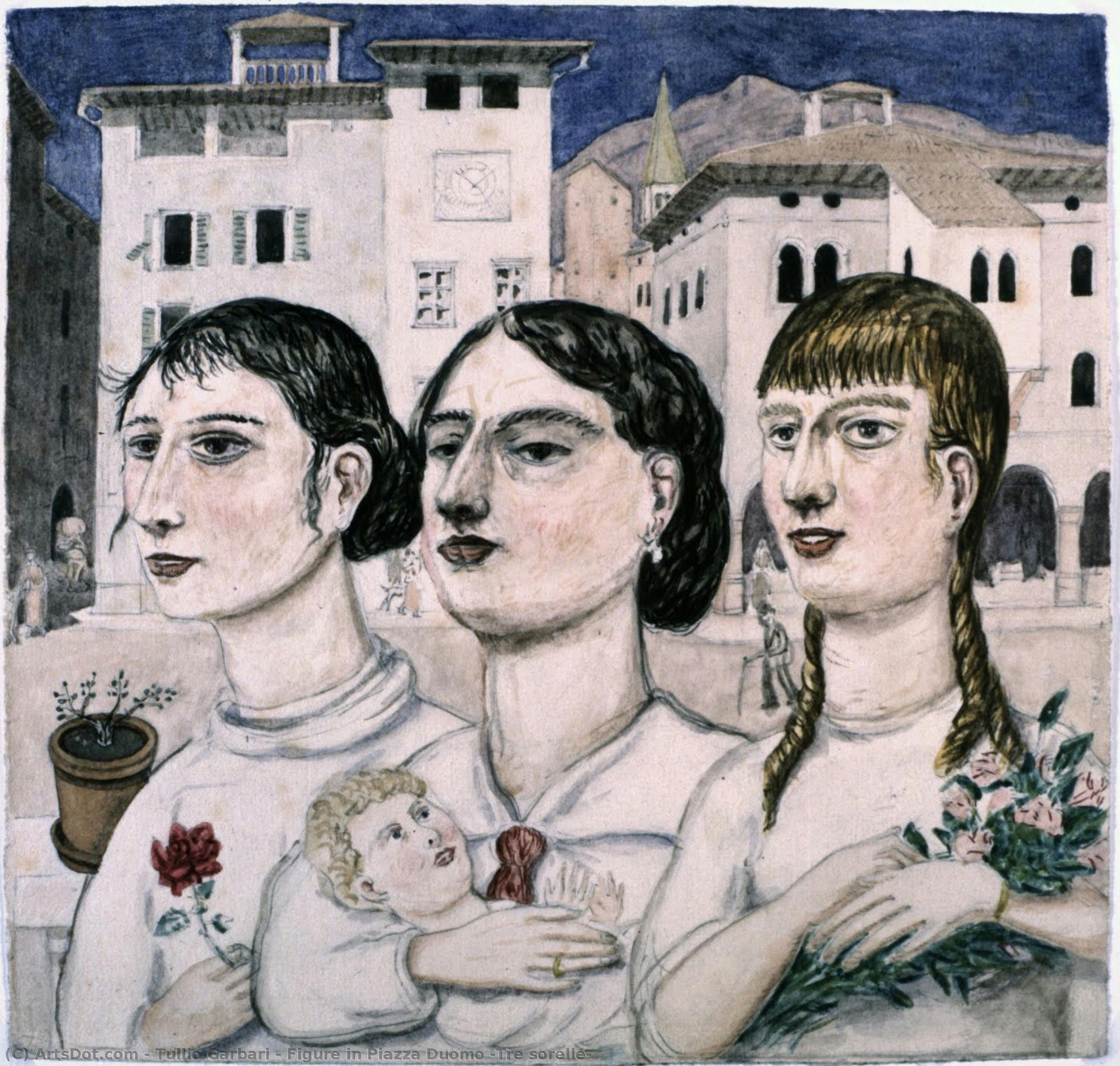 Figure In Piazza Duomo (tre Sorelle) — Tullio Garbari