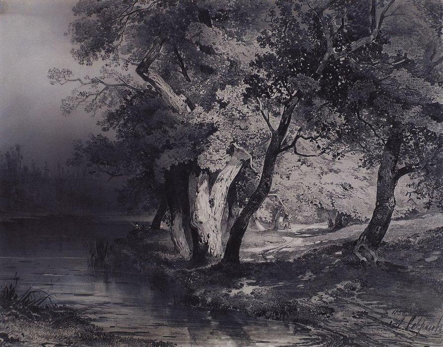 Forest Near The Lake, Illuminated By The Sun — Aleksey Savrasov