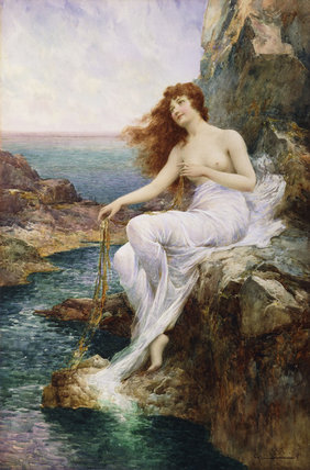A Sea Nymph Seated On A Rock With A Ribbon Of — Arthur Augustus Ii Glendening