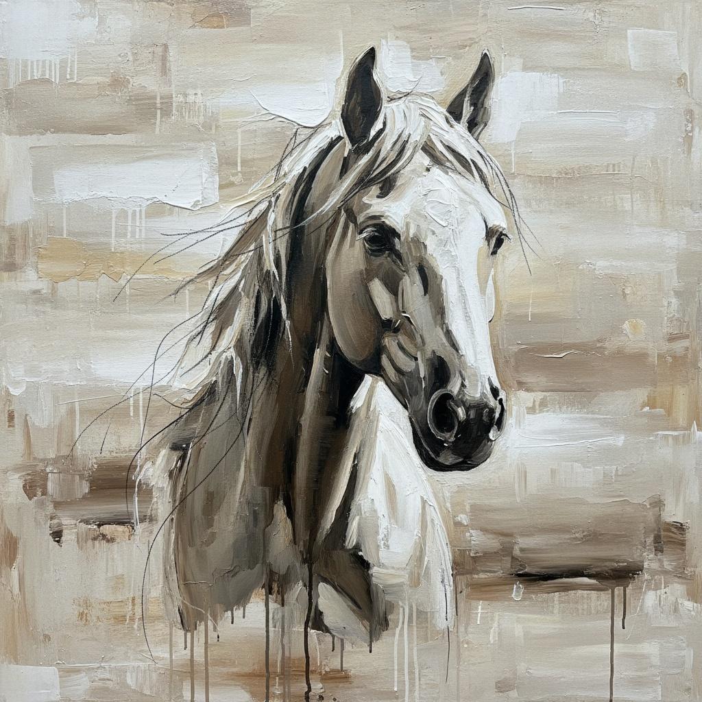 Monolithic Echoes In Charcoal And Cream: A Singular Study Of Equine Grace — Christian Noiret