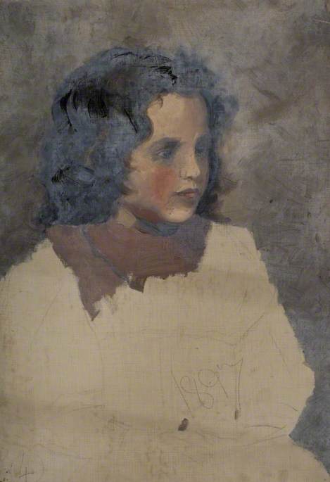 Oil Study Of The Head Of A Girl — Robert Ernest Mceune