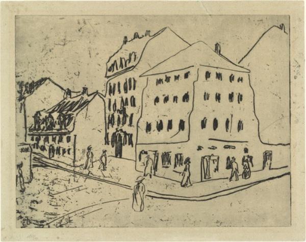 The Blue House In The Potholder District (das Blaue Haus Im Topflappenviertel) — Ernst Ludwig Kirchner