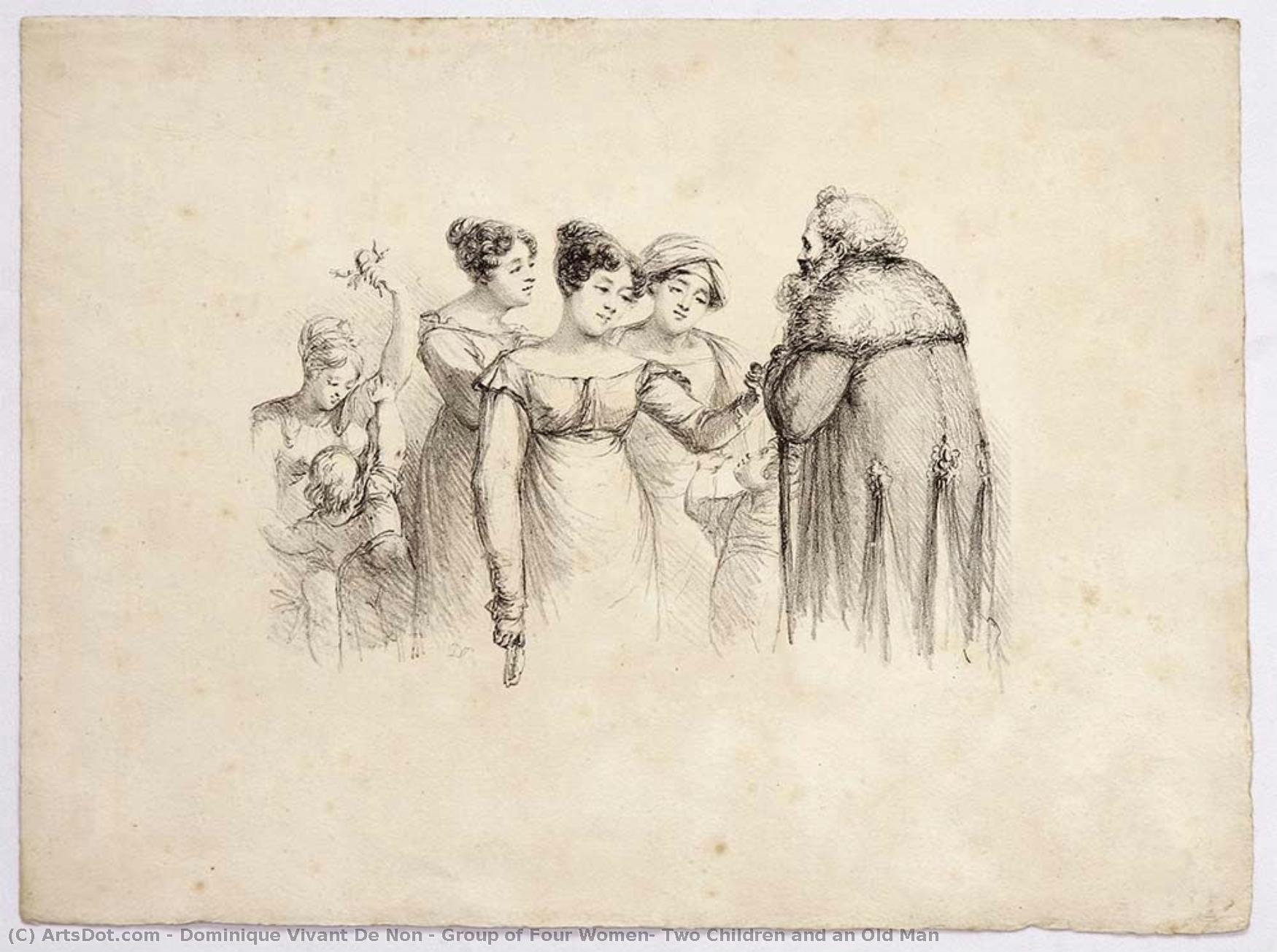 Group Of Four Women, Two Children And An Old Man — Dominique Vivant De Non