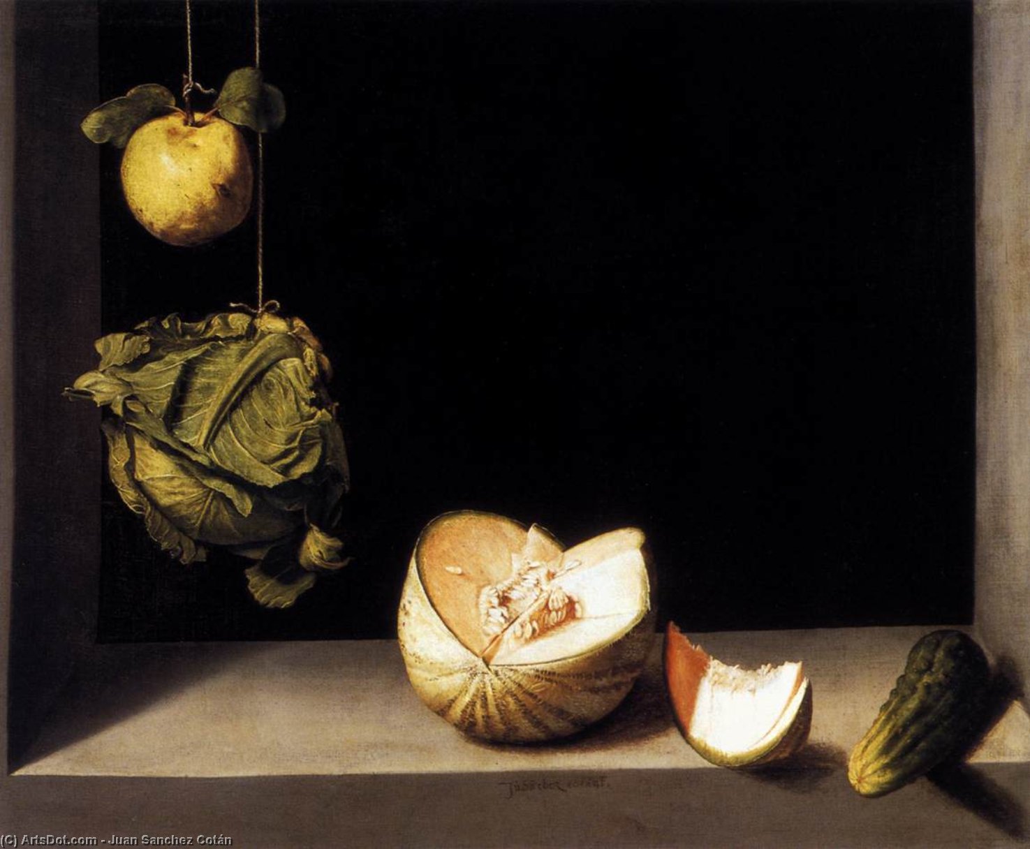 Still-life With Quince, Cabbage, Melon And Cucumber — Juan Sanchez Cotan