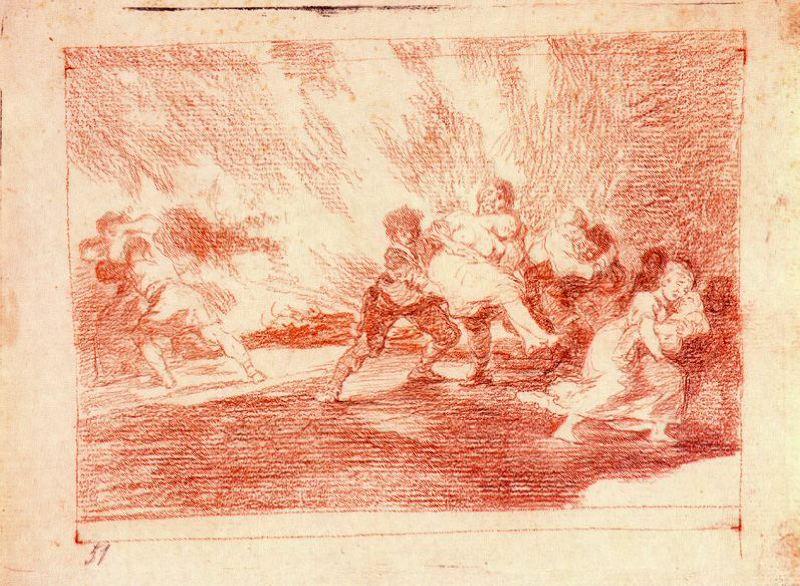 Escapan Entre Las Llamas — Francisco José De Goya Y Lucientes