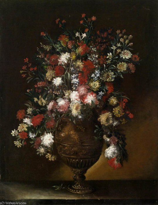 Life Of Flowers In A Gilded Vase — Margherita Caffi