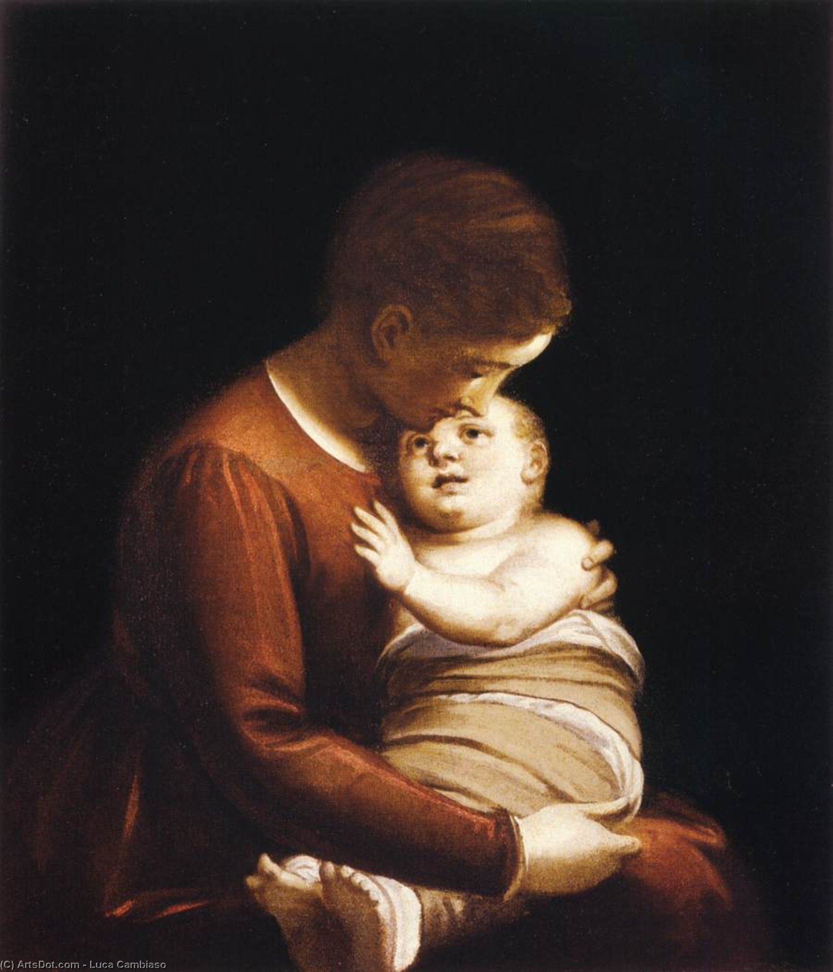 Virgin With The Christ Child In Swaddling Clothes — Luca Cambiaso