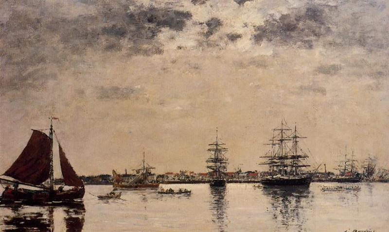Antwerp, Boats On The River Escaut — Eugène Louis Boudin