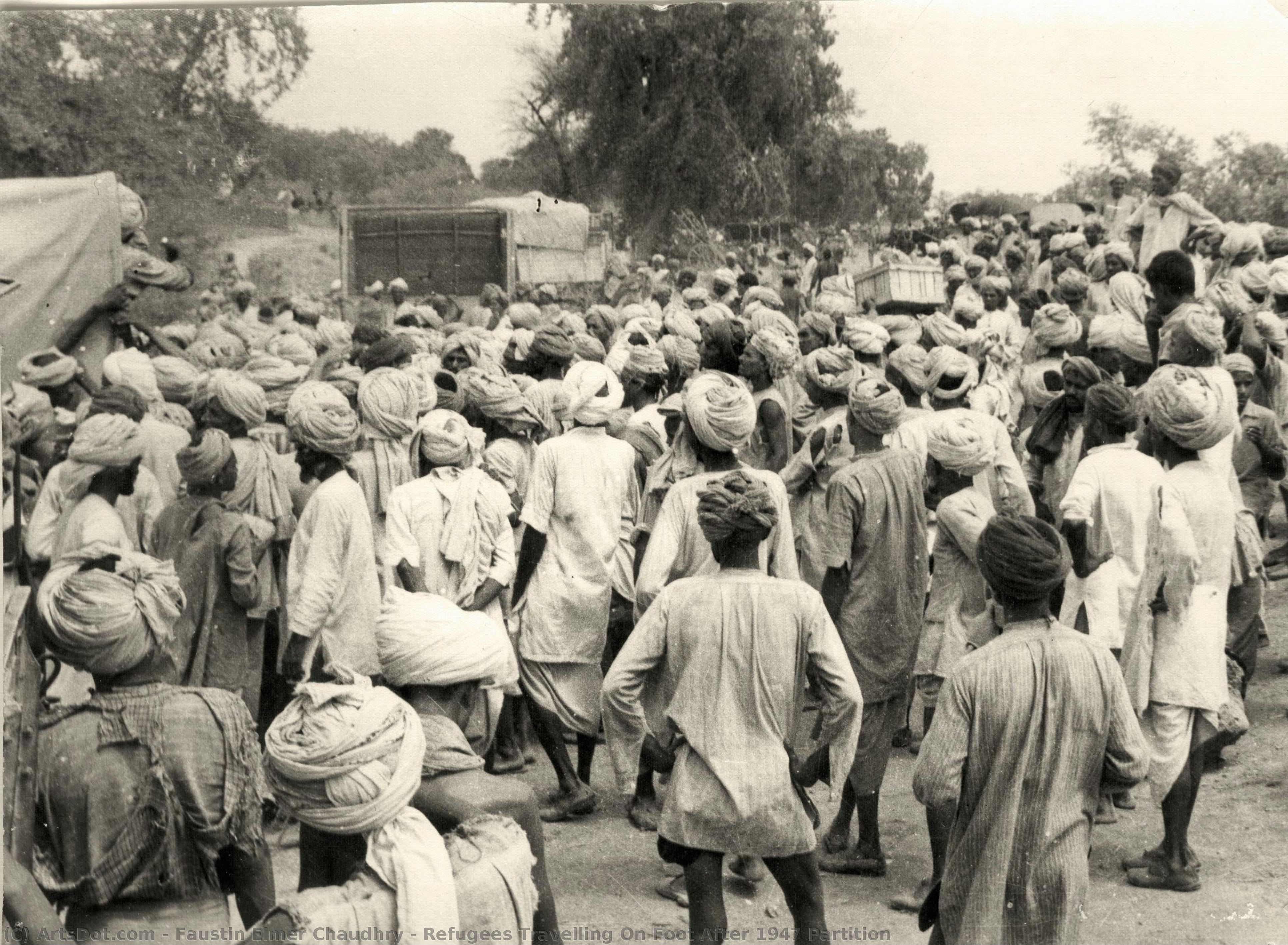 Refugees Travelling On Foot After 1947 Partition — Faustin Elmer Chaudhry