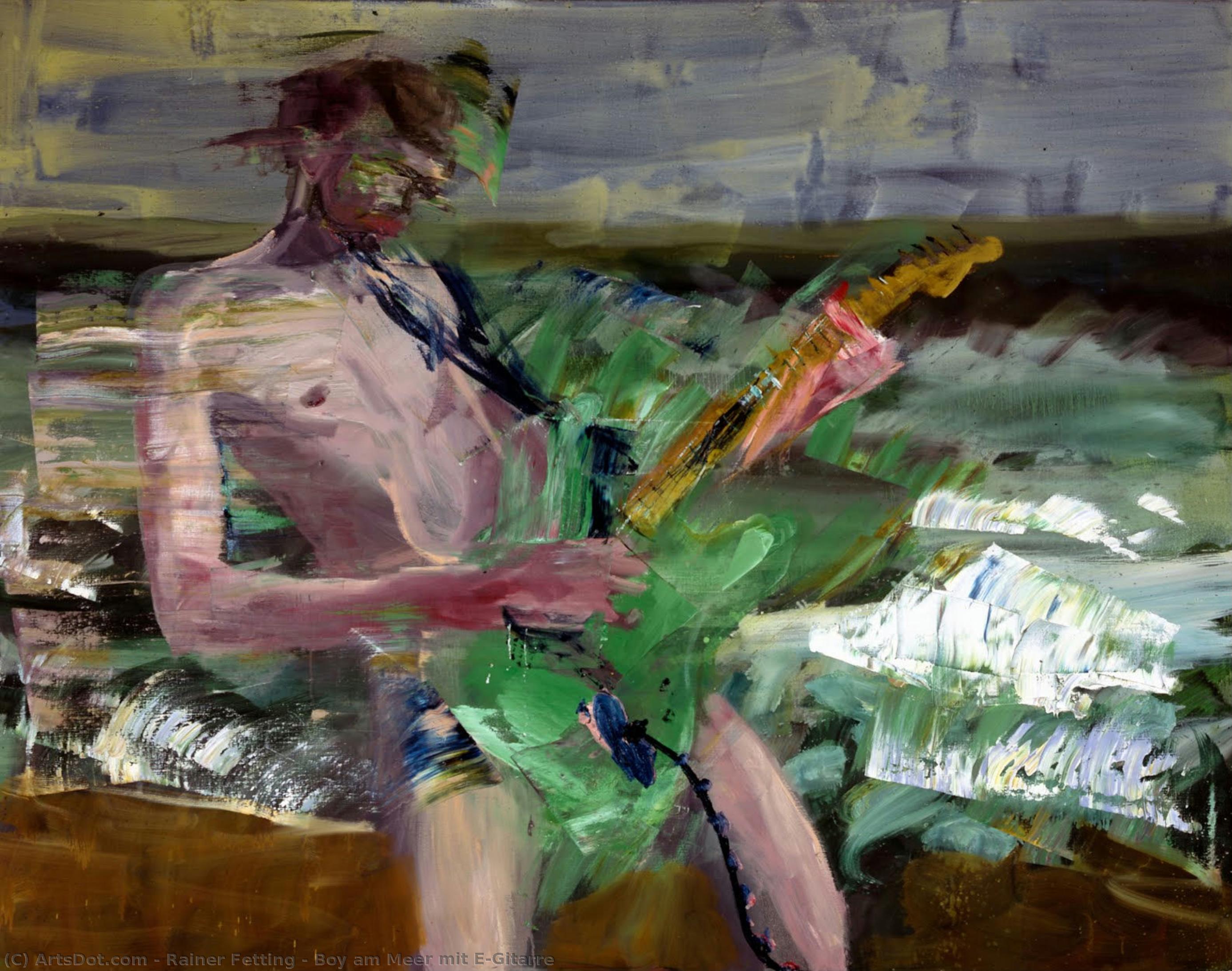 Boy Am Meer Mit E-gitarre — Rainer Fetting
