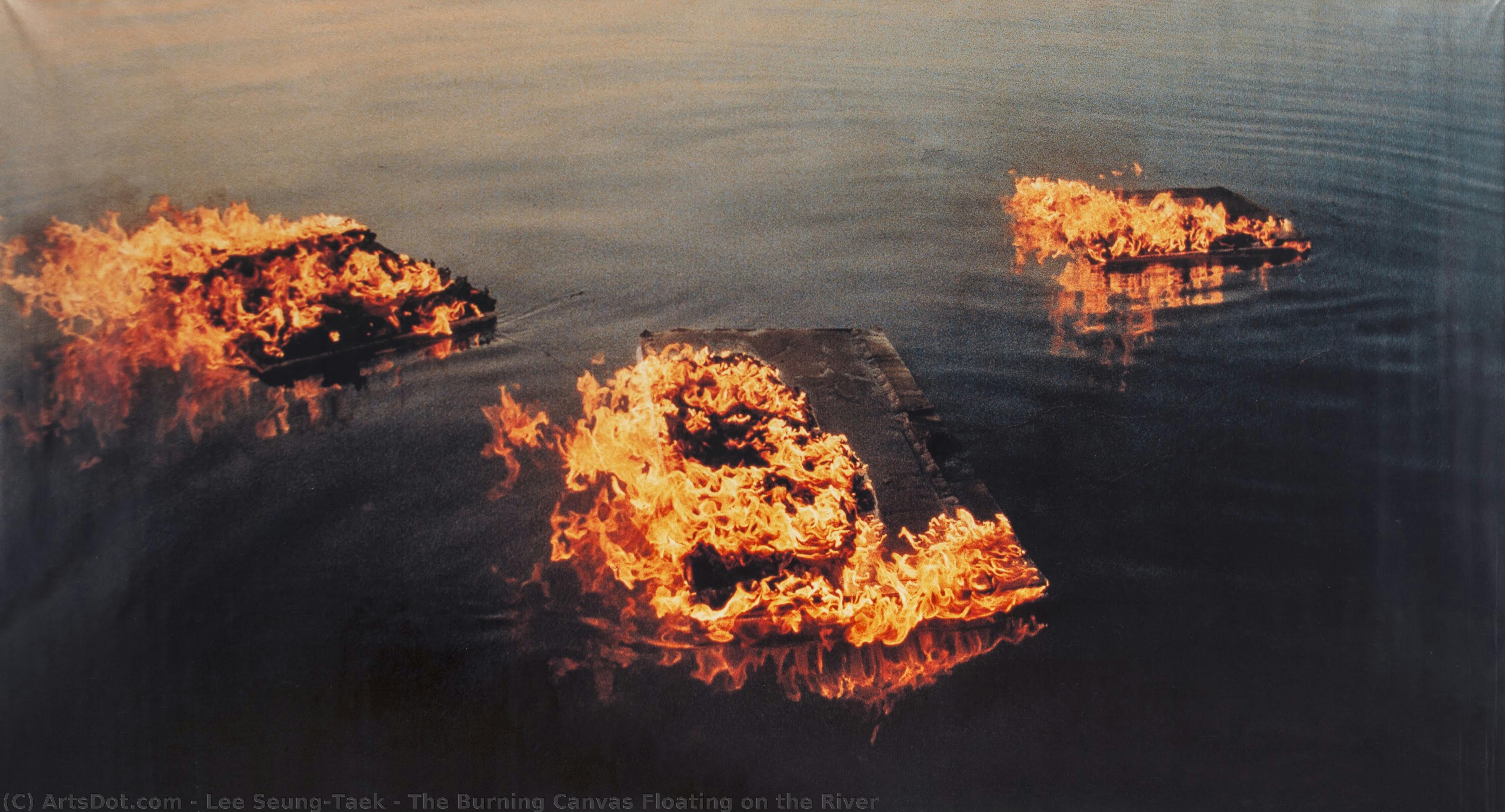 The Burning Canvas Floating On The River — Lee Seung-taek