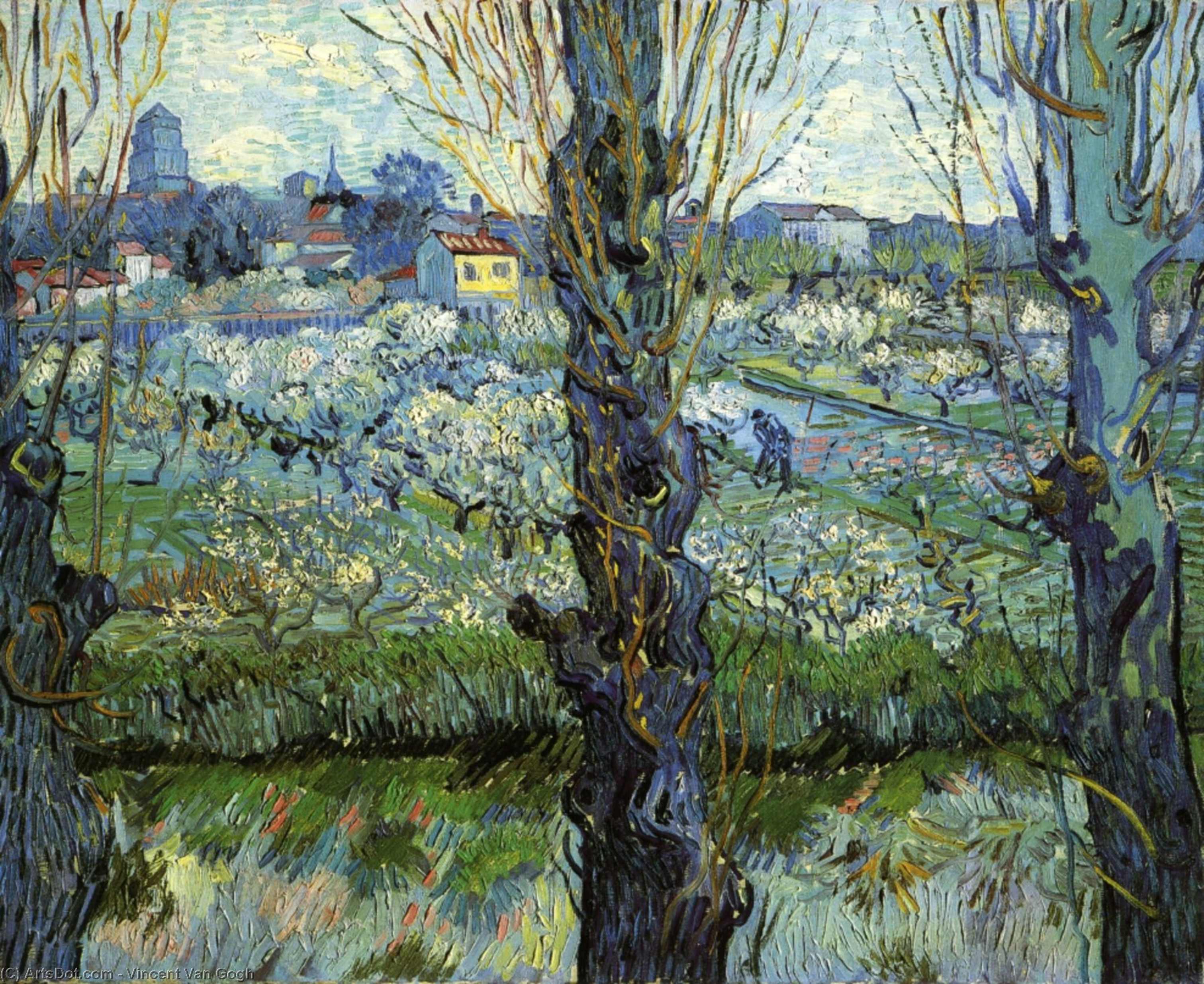 Orchard In Bloom With Poplars — Vincent Willem Van Gogh