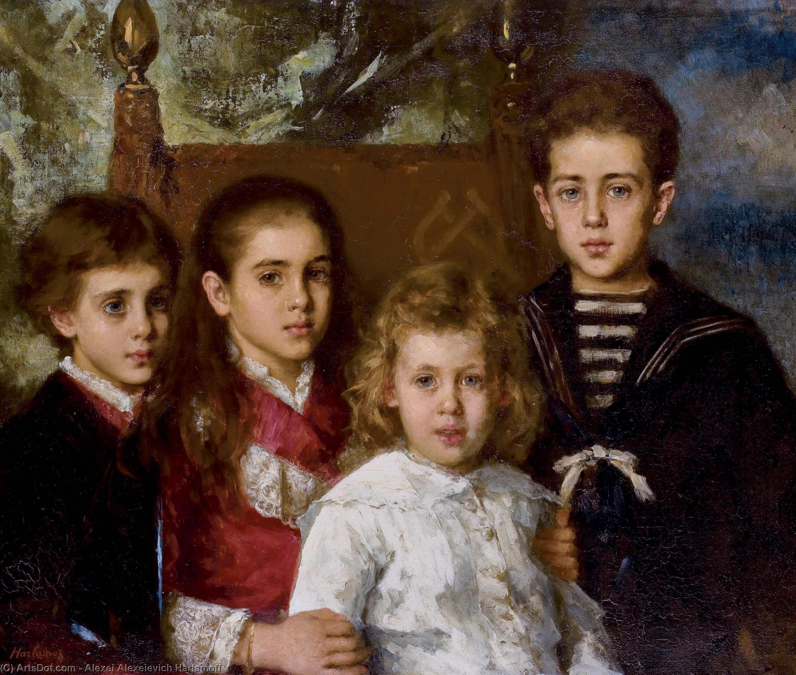Portrait Of The Children Of Paul Demidoff — Alexei Alexeievich Harlamov