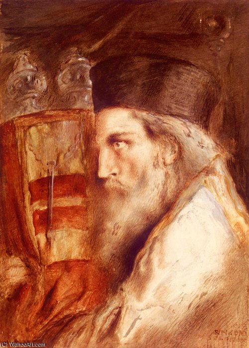 A Rabbi Holding The Torah — シメオン・ソロモン