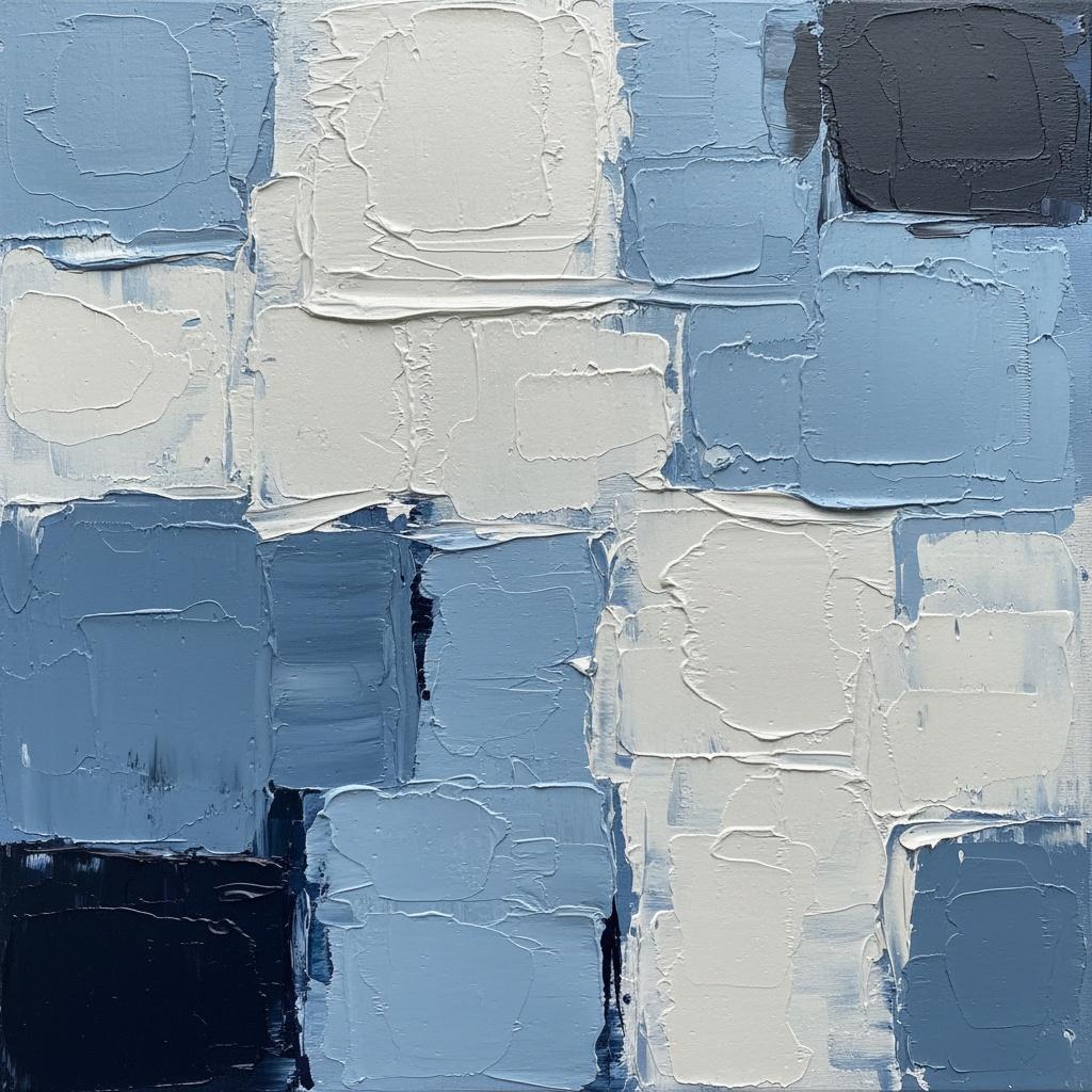 Monolithic Blue Fragments: A Meditative Study In Heavy Impasto And Frozen Tides — Laurent Fabre