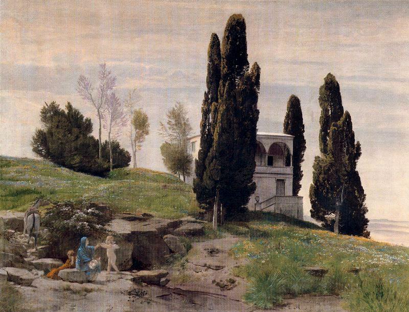 Le Repos Pendant La Fuite En Égypte (panneau De Gauche) — Arnold Böcklin