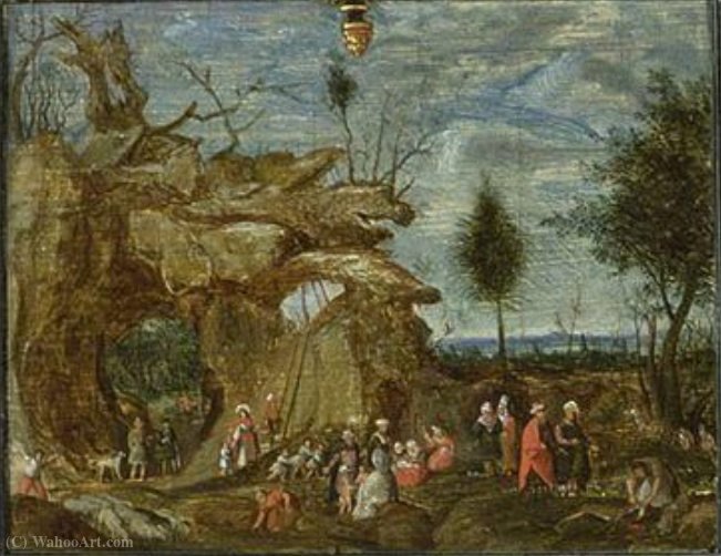 Rocky Landscape With Nomads — Cornelis Van Dalem