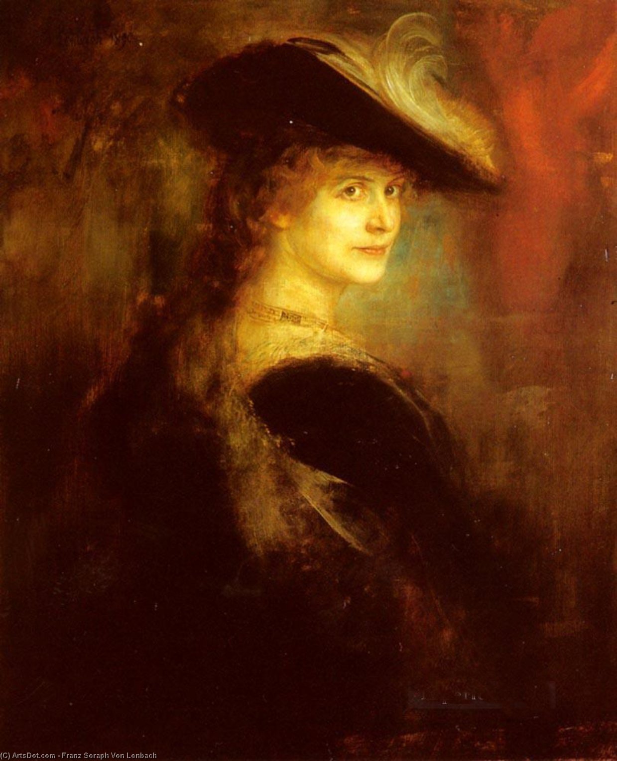 Portrait Of An Elegant Lady In Rubenesque Costume — Franz Seraph Von Lenbach