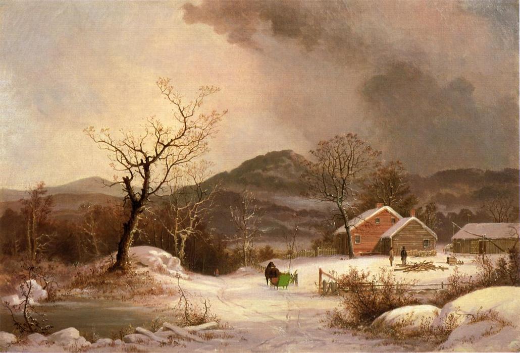 Farmstead And Sleigh In Winter — George Henry Durrie