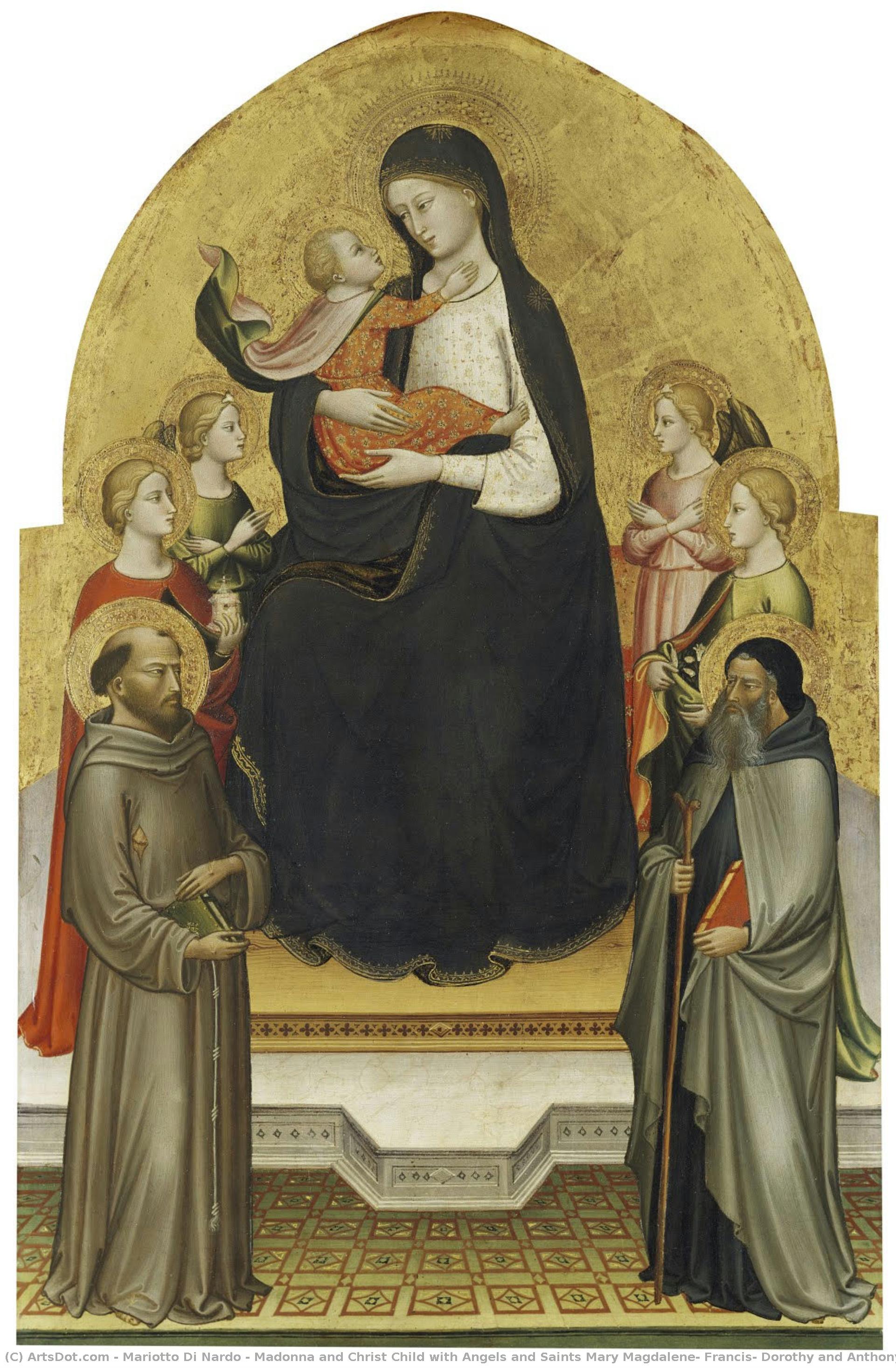 Madonna And Christ Child With Angels And Saints Mary Magdalene, Francis, Dorothy And Anthony Abbot — Mariotto Di Nardo