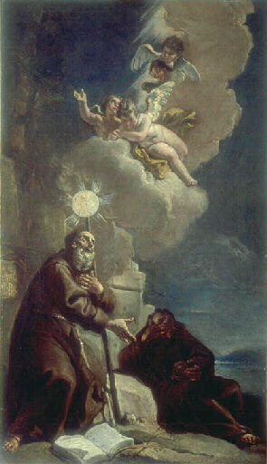 Saint François De Paul Avec Un Frère Saint Paul Et Saint François (ancien Titre) — Francesco Fontebasso