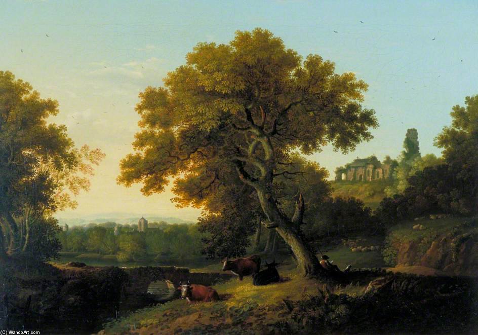 Landscape With Ruined Church On A Hill — George Smith