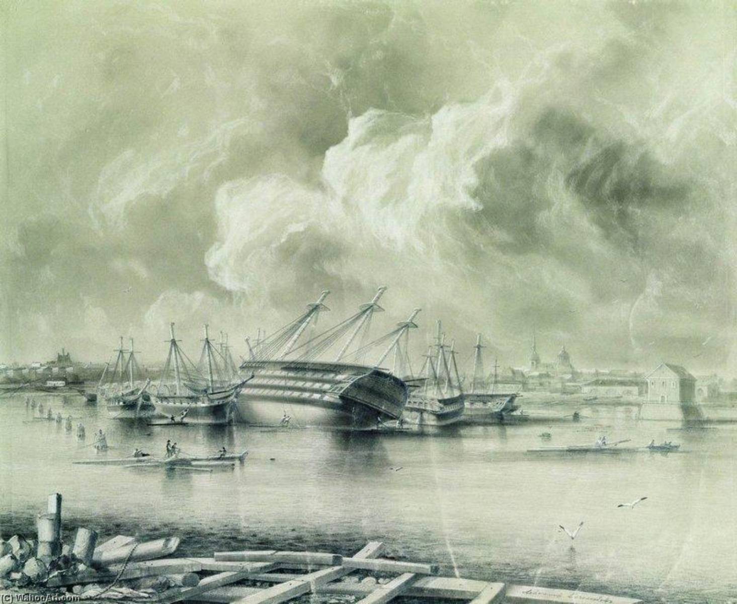 Kronstadt After The Flooding — Alexei Petrowitsch Bogoljubow