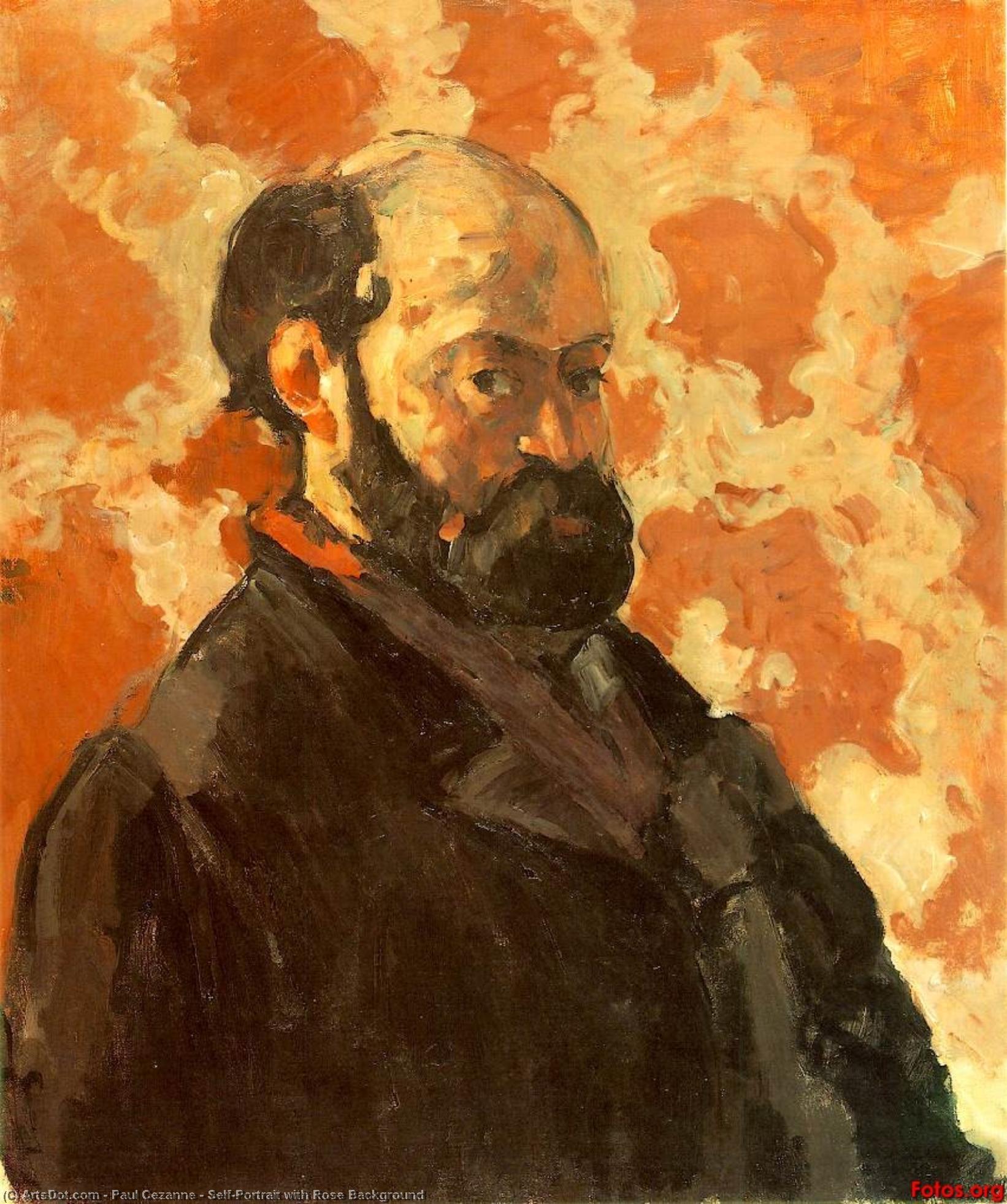 Self-portrait With Rose Background — Paul Cézanne