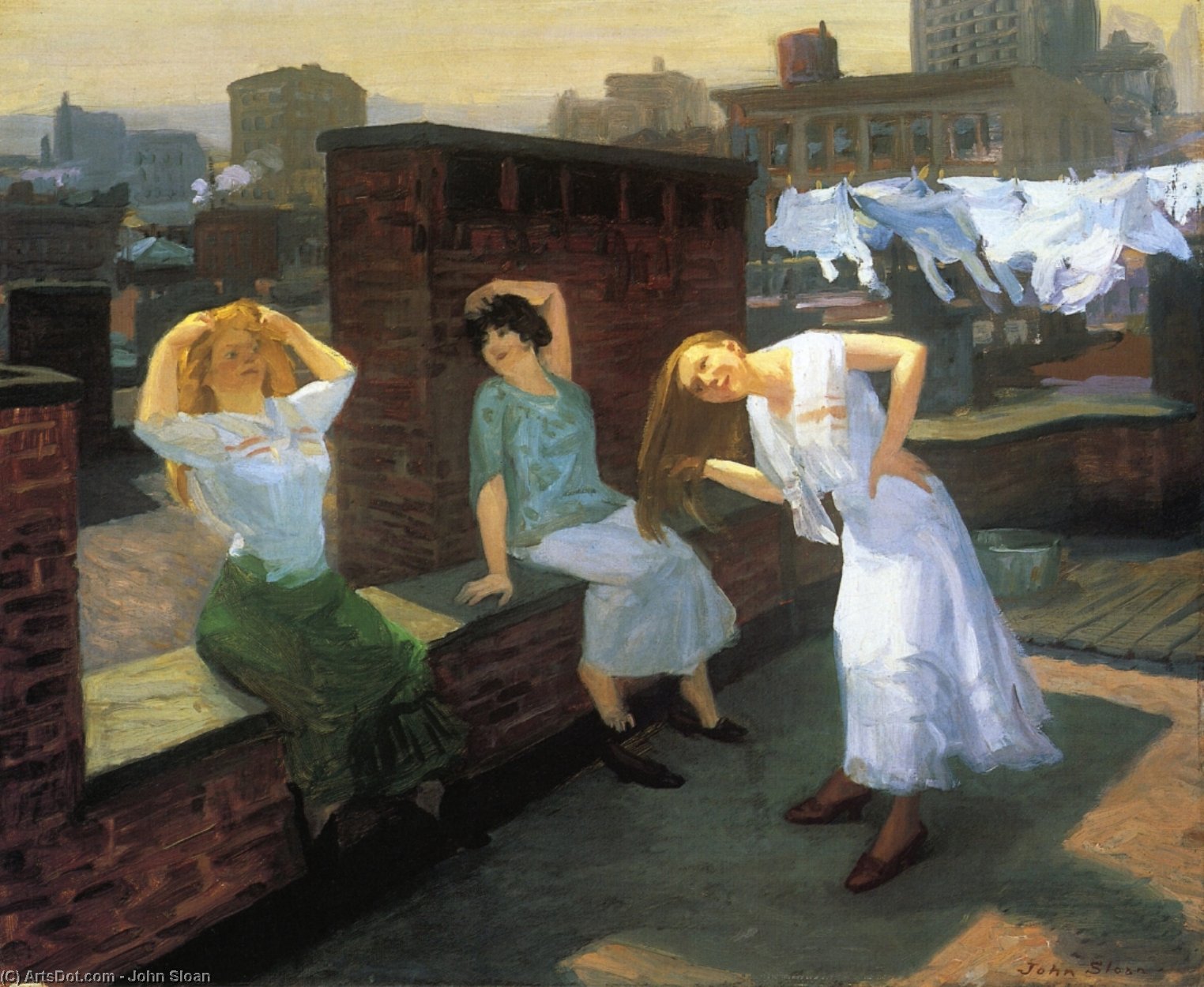 Sunday, Women Drying Their Hair — John French Sloan