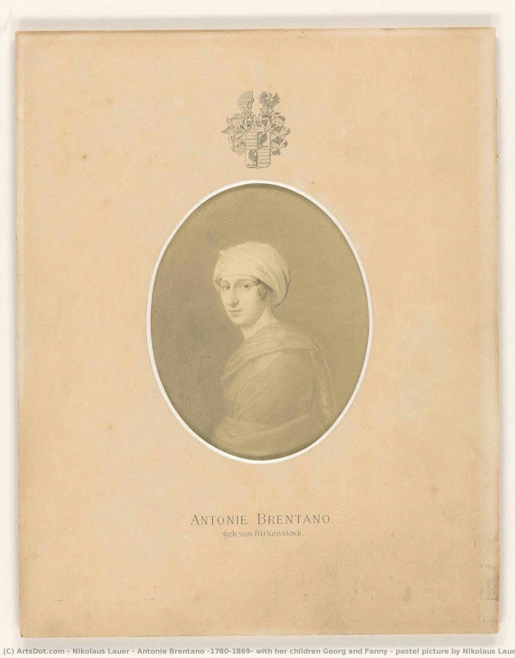 Antonie Brentano (1780-1869) With Her Children Georg And Fanny - Pastel Picture By Nikolaus Lauer — Nikolaus Lauer