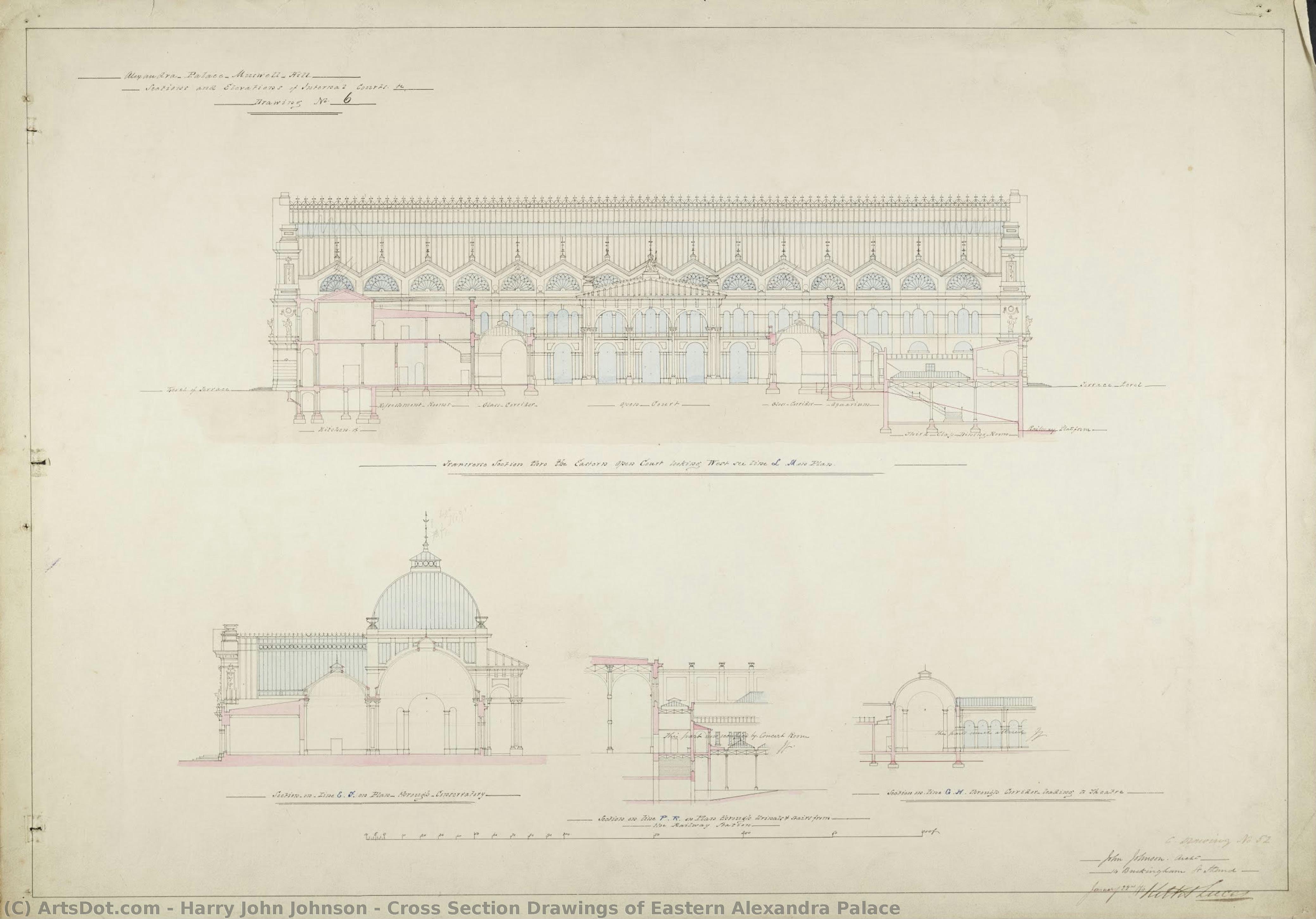 Cross Section Drawings Of Eastern Alexandra Palace — Harry John Johnson