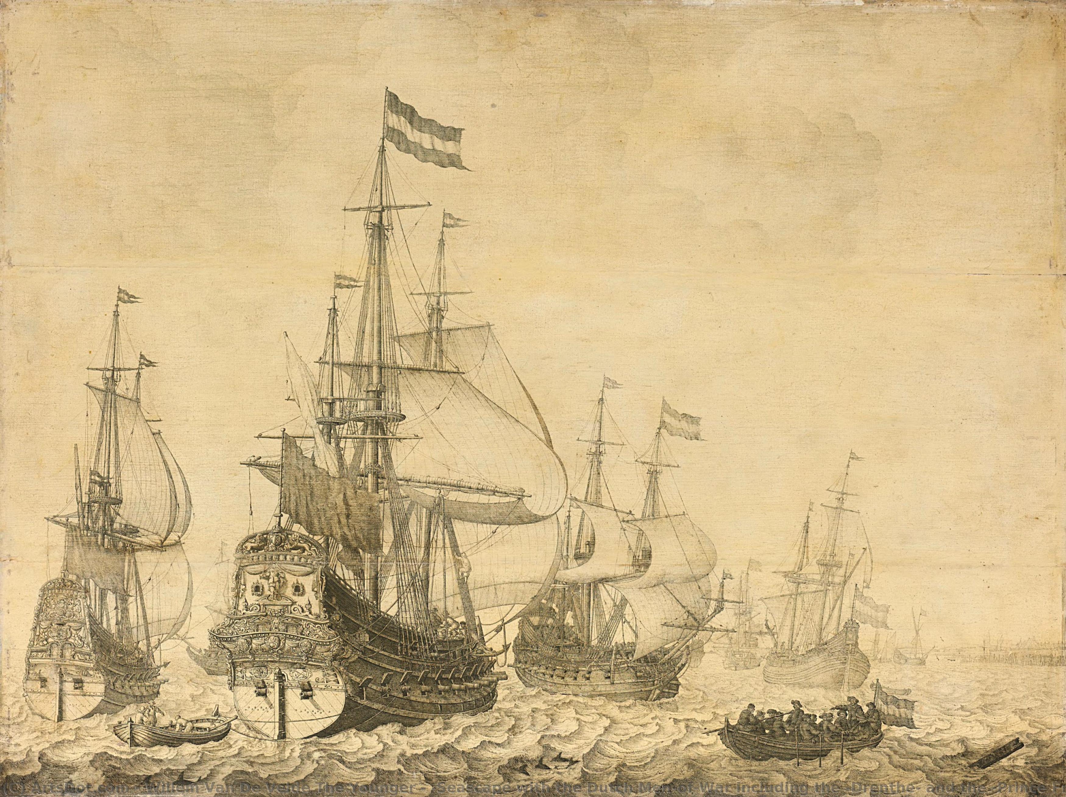 "seascape With The Dutch Men-of-war Including The "drenthe" And The "prince Frederick-henry"", Willem Van De Velde (i), 1630 - 1670 — Willem Van De Velde The Younger