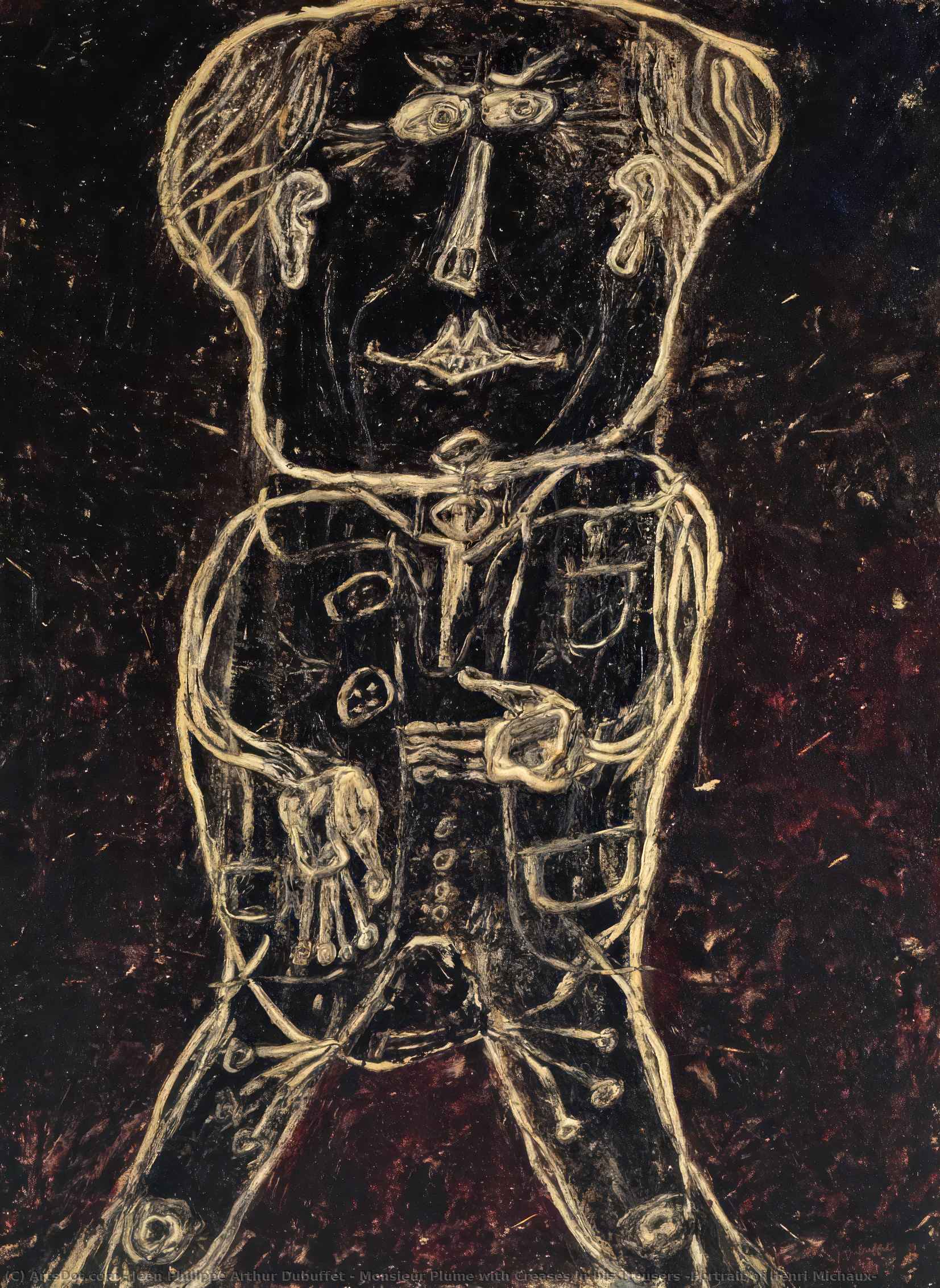 Monsieur Plume With Creases In His Trousers (portrait Of Henri Michaux) — Jean Philippe Arthur Dubuffet