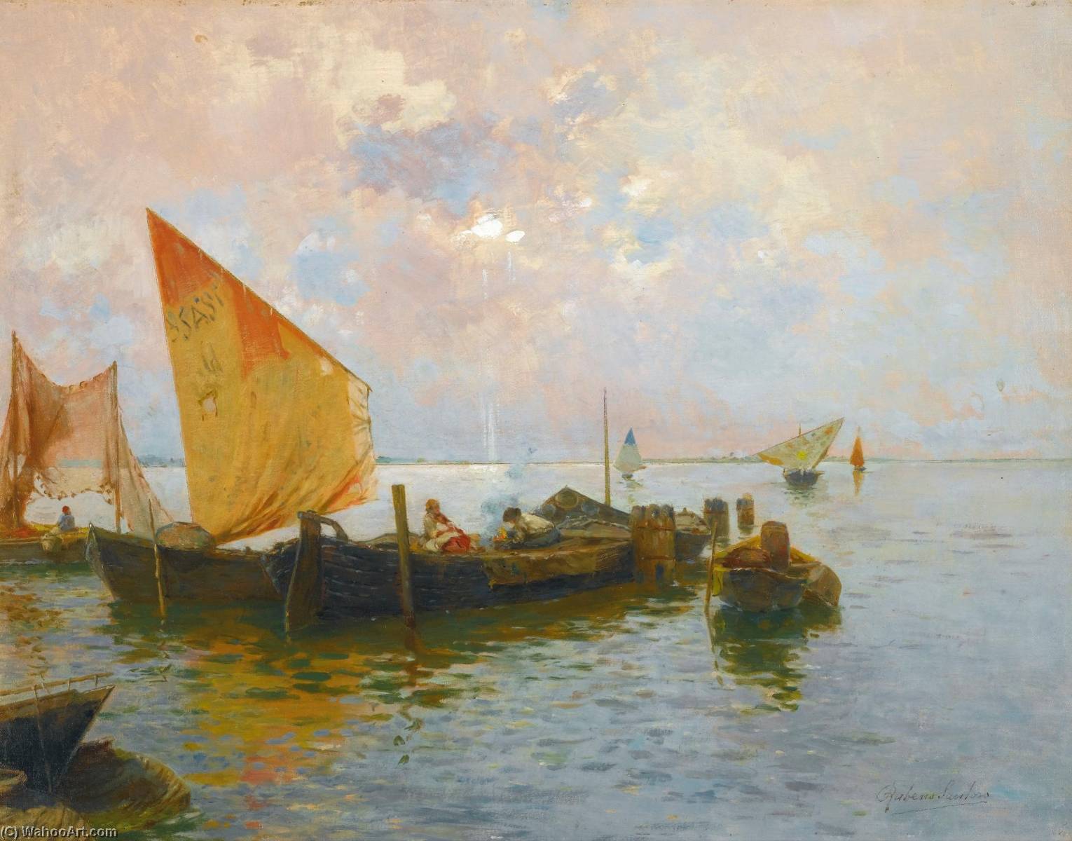Sailing Boats On The Lagoon, Venice — Rubens Santoro