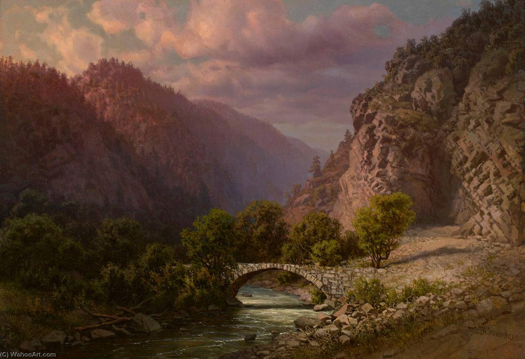Mountain Landscape With River — Ilya Nikolaevich Zankovsky