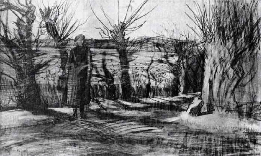 Woman On A Road With Pollard Willows — フィンセント・ファン・ゴッホ