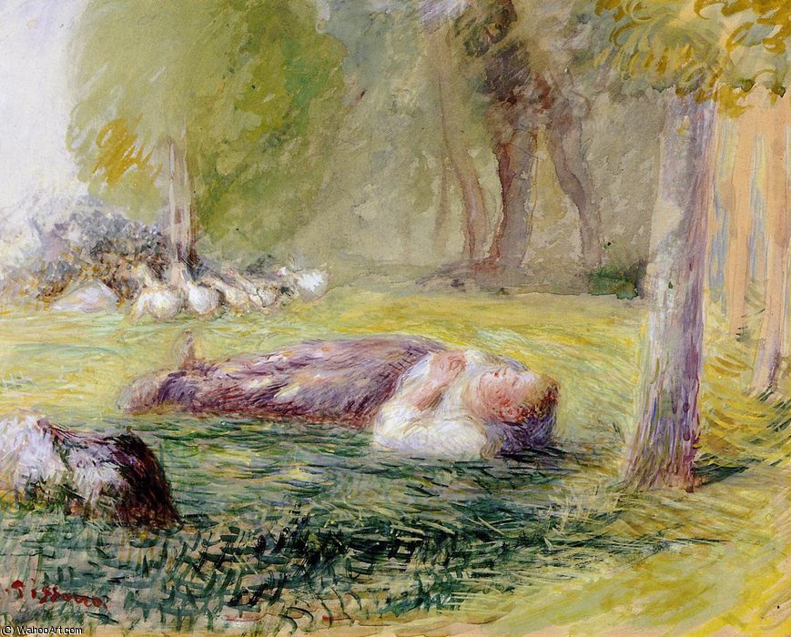Goose Girl Reclining — Camille Pissarro