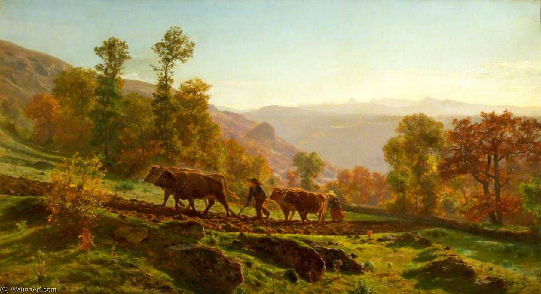 Ploughing, Early Morning — Auguste François Bonheur