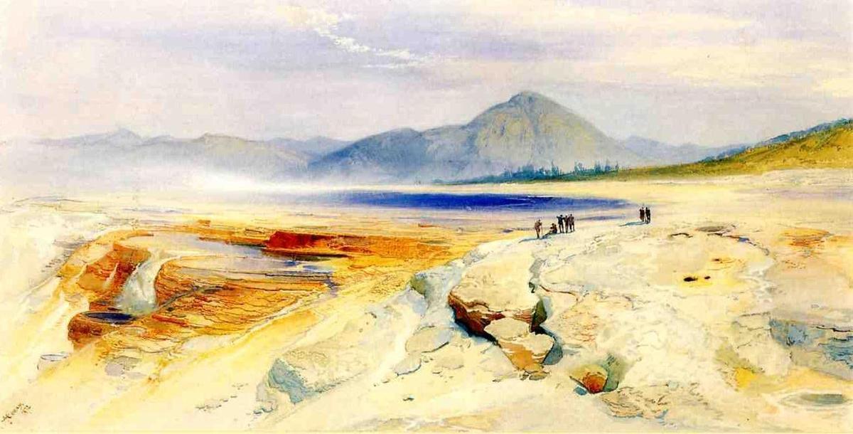 The Great Hot Springs, Gardiners River — Thomas Moran